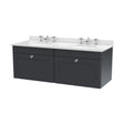 [BFCL1494WR6] Swynnerton Traditional 2 Drawer Wall Hung Vanity Unit with Double Marble Basin, Dark Grey, 1200mm - Cutout