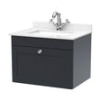 [BFCL1494WS1] Swynnerton Traditional 1 Drawer Wall Hung Vanity Unit with Marble Basin, Dark Grey, 600mm - Cutout