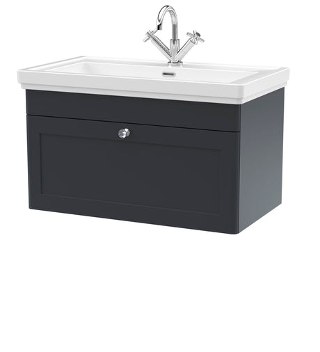 Swynnerton Traditional Wall Hung 1 Drawer Vanity Basin Unit with Fireclay Basin - Choice of Colour and Size