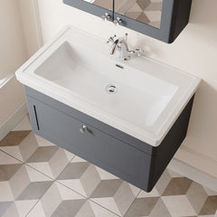 [BFCL1496A] Swynnerton Traditional Wall Hung 1 Drawer Vanity Basin Unit with Fireclay Basin - Choice of Colour and Size - Lifestyle 2