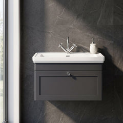 [BFCL1496A] Swynnerton Traditional Wall Hung 1 Drawer Vanity Basin Unit with Fireclay Basin - Choice of Colour and Size - Silo