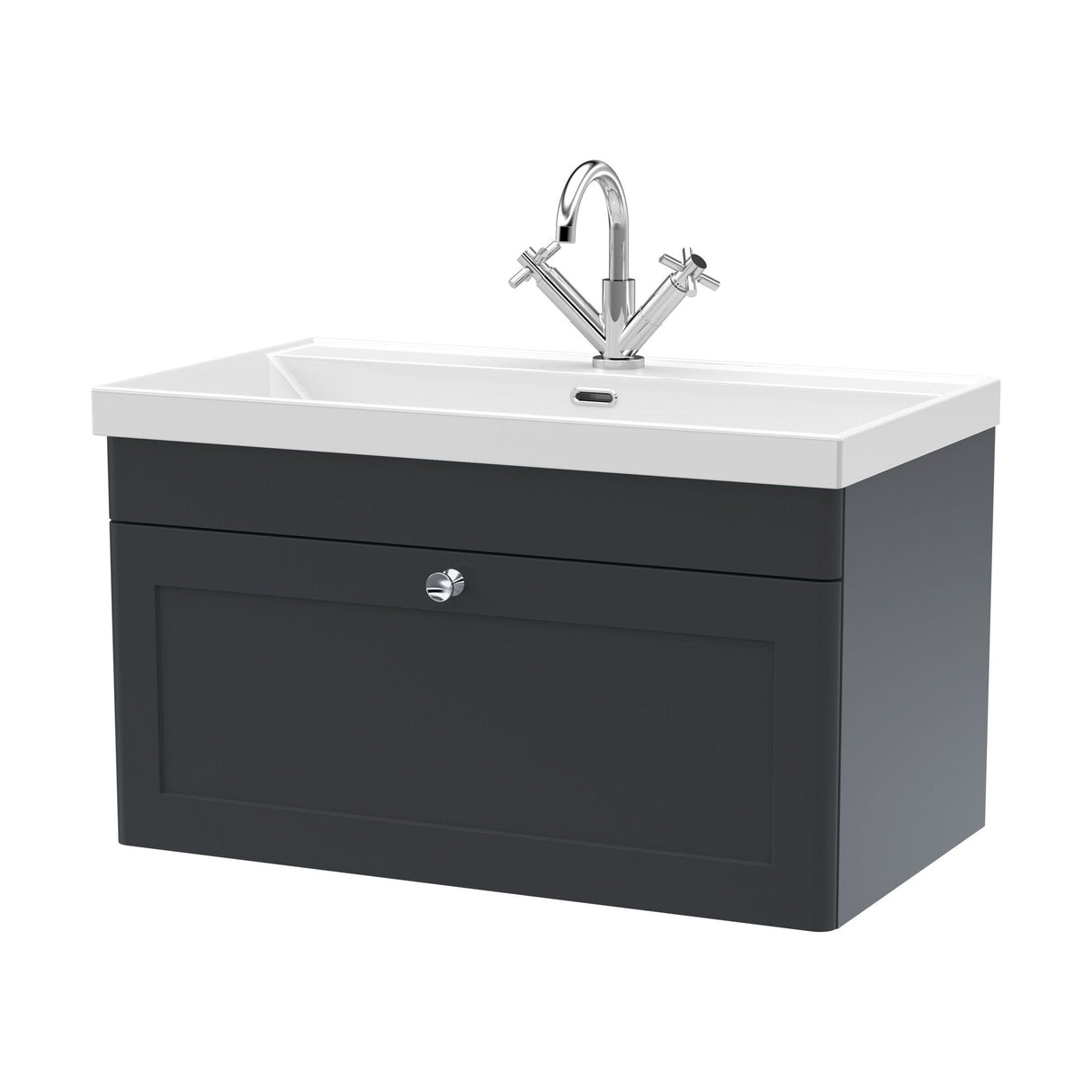 [BFCL1496E] Swynnerton Traditional 1 Drawer Wall Hung Vanity Unit with Thin Edge Basin, Choice of Size and Colour - Cutout