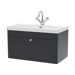 [BFCL1496E] Swynnerton Traditional 1 Drawer Wall Hung Vanity Unit with Thin Edge Basin, Choice of Size and Colour - Cutout