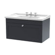 [BFCL1496G] Swynnerton Traditional 1 Drawer Wall Hung Vanity Unit with Basin, Dark Grey, 800mm - Cutout