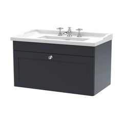 [BFCL1496G] Swynnerton Traditional 1 Drawer Wall Hung Vanity Basin Unit with 3 Tap Hole Traditional Ceramic Basin, Choice of Size and Colour - Cutout