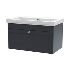 [BFCL1496H] Swynnerton Traditional 1 Drawer Wall Hung Vanity Unit with 0 Tap Hole Traditional Fireclay Basin, Choice of Size and Colour - Cutout