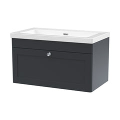 [BFCL1496K] Swynnerton Traditional 1 Drawer Wall Hung Vanity Basin Unit with 0 Tap Hole Modern Fireclay Basin, Choice of Size and Colour - Cutout