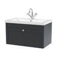 [BFCL1496L] Swynnerton Traditional 1 Drawer Wall Hung Vanity Unit with Fireclay Basin, Dark Grey, 800mm - Cutout