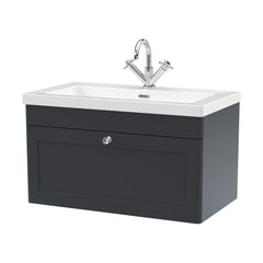 [BFCL1496L] Swynnerton Traditional 1 Drawer Wall Hung Vanity Basin Unit with 1 Tap Hole Modern Fireclay Basin, Choice of Size and Colour - Cutout