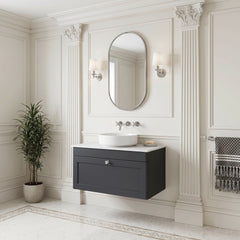 [BFCL1496WMT] Swynnerton Traditional 1 Drawer Wall Hung Vanity Unit with White Marble Worktop, Choice of Size and Colour
