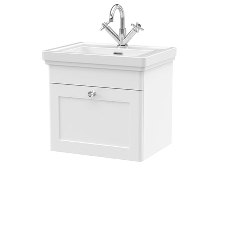 Swynnerton Traditional Wall Hung 1 Drawer Vanity Basin Unit with Fireclay Basin - Choice of Colour and Size