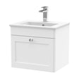 [BFCL191C] Swynnerton Traditional 1 Drawer Wall Hung Vanity Unit with Minimalist Basin, Satin White, 500mm - Cutout