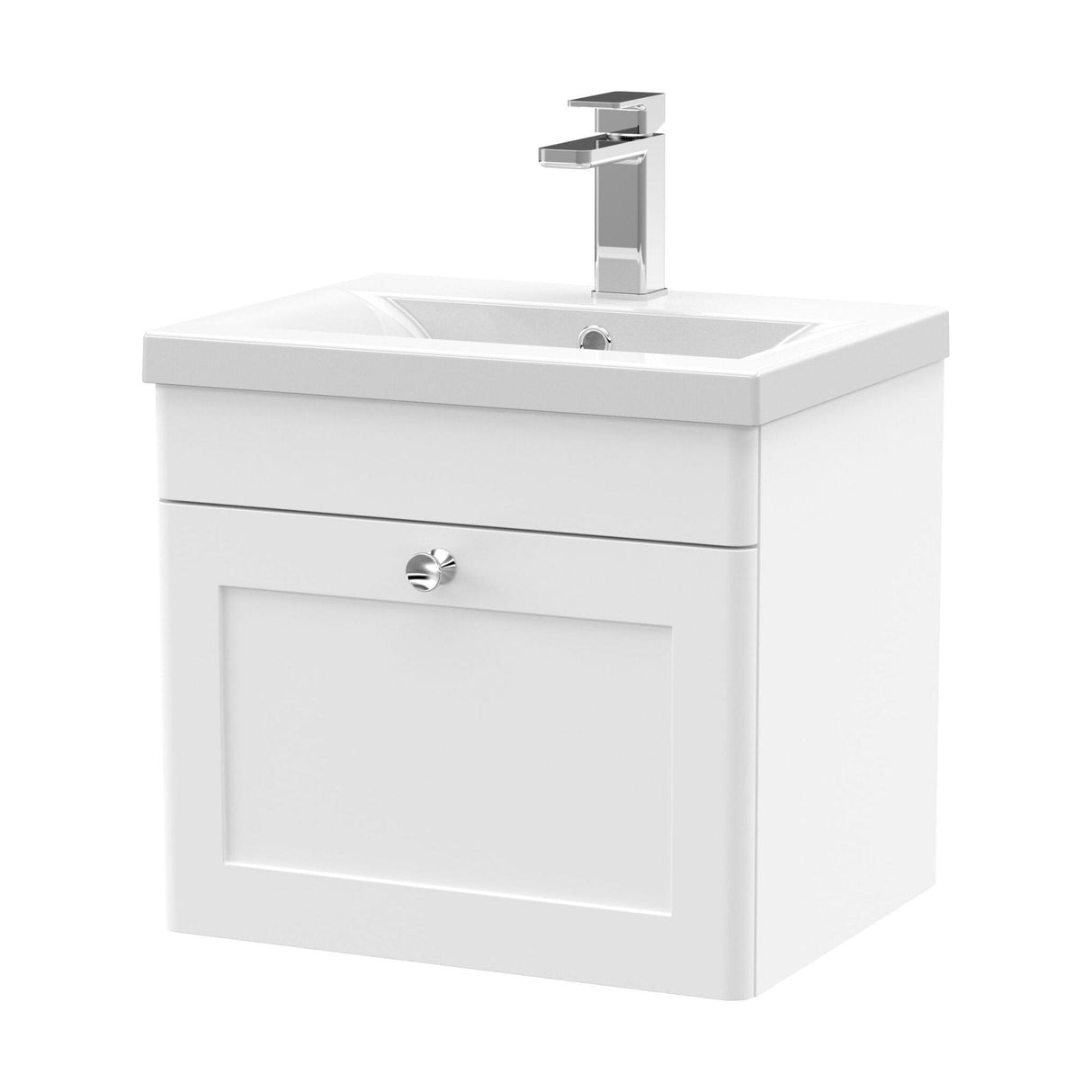 [BFCL191D] Swynnerton Traditional 1 Drawer Wall Hung Vanity Unit with Mid-Edge Basin, 500mm, Choice of Colour - Cutout