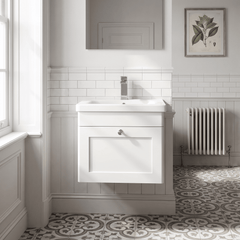 [BFCL191D] Swynnerton Traditional 1 Drawer Wall Hung Vanity Unit with Mid-Edge Basin, 500mm, Choice of Colour