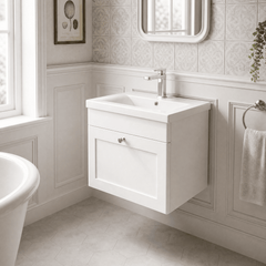 [BFCL191D] Swynnerton Traditional 1 Drawer Wall Hung Vanity Unit with Mid-Edge Basin, 500mm, Choice of Colour
