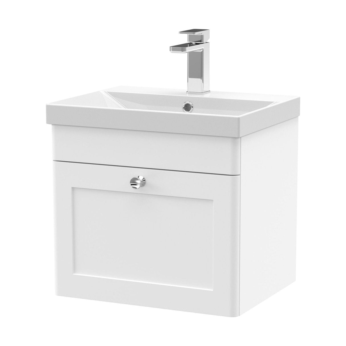 [BFCL191E] Swynnerton Traditional 1 Drawer Wall Hung Vanity Unit with Thin Edge Basin, Choice of Size and Colour - Cutout