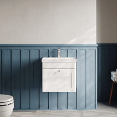 [BFCL191E] Swynnerton Traditional 1 Drawer Wall Hung Vanity Unit with Thin Edge Basin, Choice of Size and Colour - Silo