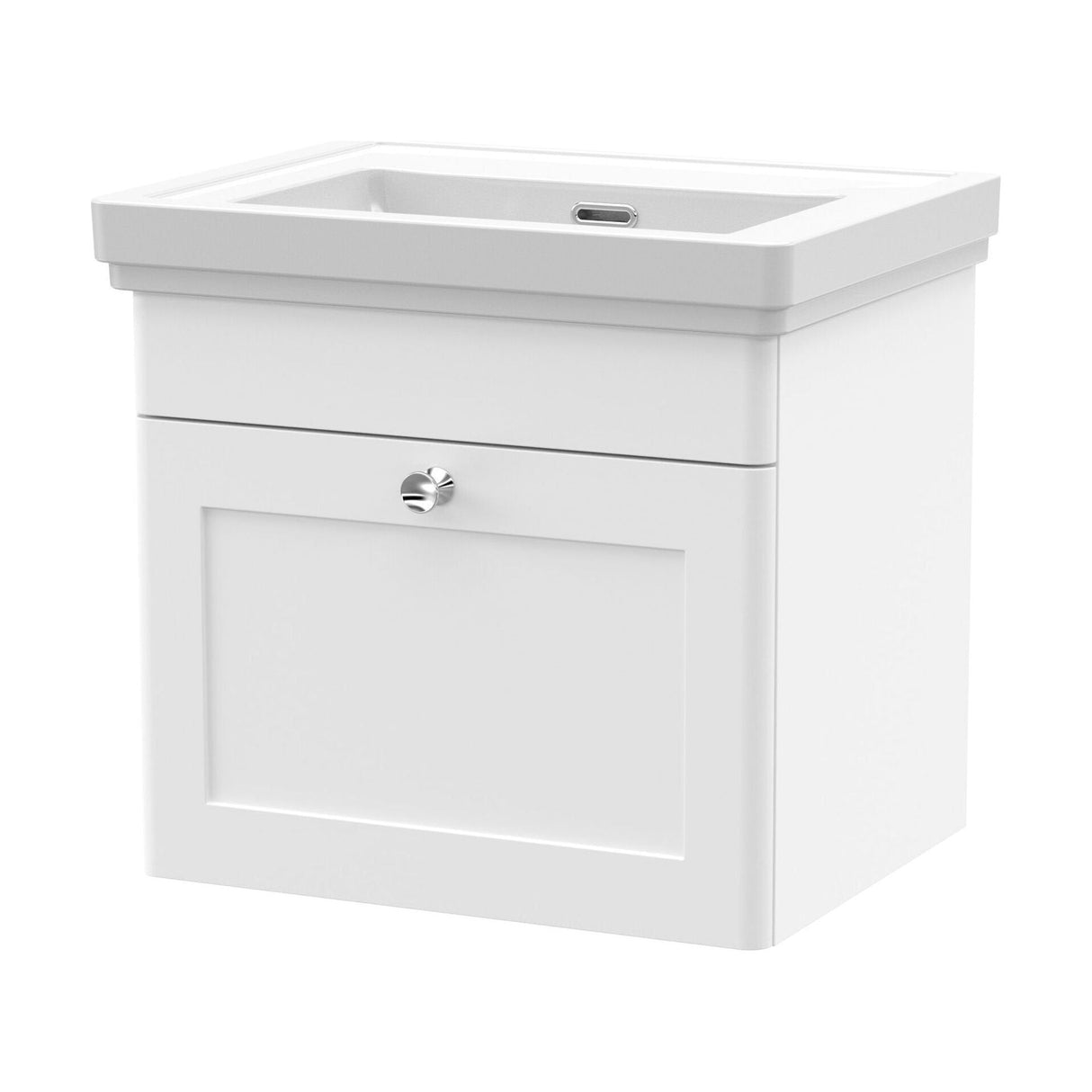 [BFCL191H] Swynnerton Traditional 1 Drawer Wall Hung Vanity Unit with 0 Tap Hole Traditional Fireclay Basin, Choice of Size and Colour - Cutout