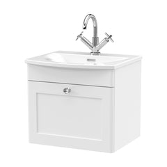 [BFCL191J] Swynnerton Traditional 1 Drawer Wall Hung Vanity Unit with Curved Basin, Choice of Colour - Cutout