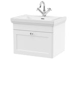 Swynnerton Traditional Wall Hung 1 Drawer Vanity Basin Unit with Fireclay Basin - Choice of Colour and Size