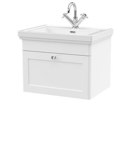 Swynnerton Traditional Wall Hung 1 Drawer Vanity Basin Unit with Fireclay Basin - Choice of Colour and Size