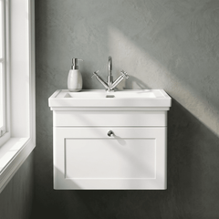 [BFCL194A] Swynnerton Traditional Wall Hung 1 Drawer Vanity Basin Unit with Fireclay Basin - Choice of Colour and Size - Silo