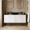 [BFCL194BR2] Swynnerton Traditional 2 Drawer Wall Hung Vanity Basin Unit with Double 1 Tap Hole Black Marble Worktop and Basin, 1200mm, Choice of Colour - Silo
