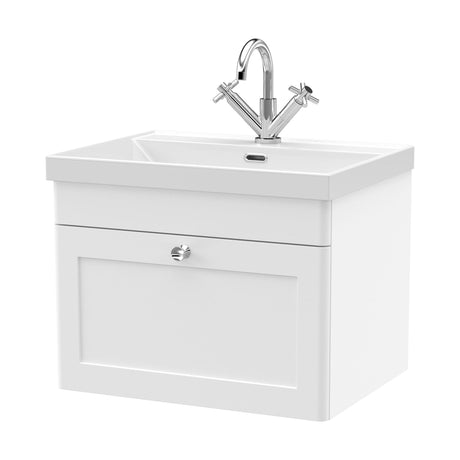 [BFCL194E] Swynnerton Traditional 1 Drawer Wall Hung Vanity Unit with Thin Edge Basin, Choice of Size and Colour - Cutout