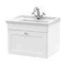 [BFCL194F] Swynnerton Traditional 1 Drawer Wall Hung Vanity Basin Unit with 1 Tap Hole Traditional Ceramic Basin, Choice of Size and Colour - Cutout