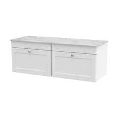 [BFCL194GMT2] Swynnerton Traditional 2 Drawer Wall Hung Vanity Unit with Marble Top, 1200mm - Cutout