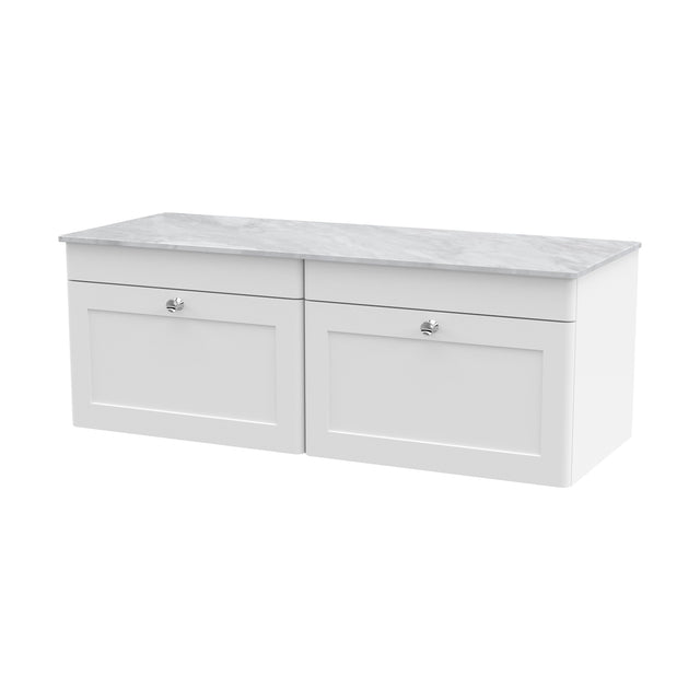 [BFCL194GMT2] Swynnerton Traditional 2 Drawer Wall Hung Vanity Unit with Marble Top, 1200mm - Cutout