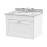 [BFCL194GR3] Swynnerton Traditional 1 Drawer Wall Hung Vanity Basin Unit with 3 Tap Hole Grey Marble Top Basin, Choice of Size and Colour - Cutout