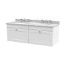 [BFCL194GR6] Swynnerton Traditional 2 Drawer Wall Hung Vanity Basin Unit with Double 3 Tap Hole Grey Marble Basin, 1200mm, Choice of Colour - Cutout