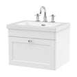 [BFCL194M] Swynnerton Traditional 1 Drawer Wall Hung Vanity Unit with Fireclay Basin, Satin White, 600mm - Cutout