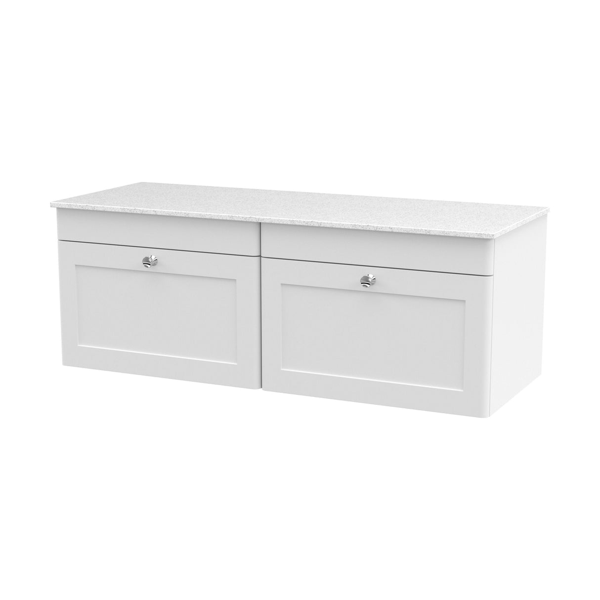 [BFCL194WMT2] Swynnerton Traditional 2 Drawer Wall Hung Vanity Unit with Marble Top, Satin White, 1200mm - Cutout
