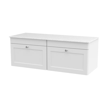 [BFCL194WMT2] Swynnerton Traditional 2 Drawer Wall Hung Vanity Unit with White Marble Worktop, 1200mm, Choice of Colour - Cutout
