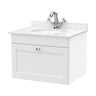 [BFCL194WR1] Swynnerton Traditional 1 Drawer Wall Hung Vanity Basin Unit with 1 Tap Hole White Marble Worktop and Basin, Choice of Size and Colour - Cutout