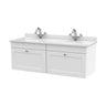 [BFCL194WR2] Swynnerton Traditional 2 Drawer Wall Hung Vanity Basin Unit with Double 1 Tap Hole White Marble Worktop and Basin, 1200mm, Choice of Colour - Cutout