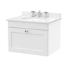 [BFCL194WR3] Swynnerton Traditional 1 Drawer Wall Hung Vanity Basin Unit with 3 Tap Hole White Marble Worktop and Basin, Choice of Size and Colour - Cutout