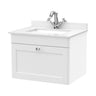 [BFCL194WS1] Swynnerton Traditional 1 Drawer Wall Hung Vanity Basin Unit with 1 Tap Hole White Marble Worktop and Square Basin, Choice of Size and Colour - Cutout