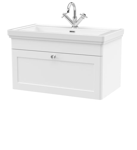 Swynnerton Traditional Wall Hung 1 Drawer Vanity Basin Unit with Fireclay Basin - Choice of Colour and Size