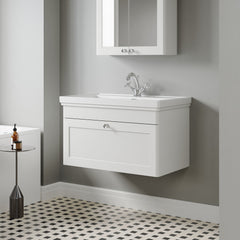 [BFCL196A] Swynnerton Traditional Wall Hung 1 Drawer Vanity Basin Unit with Fireclay Basin - Choice of Colour and Size - Lifestyle 3