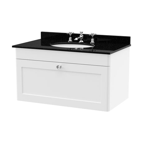 [BFCL196BR3] Swynnerton Traditional 1 Drawer Wall Hung Vanity Unit with Marble Basin - Choice of Size and Colour - Cutout