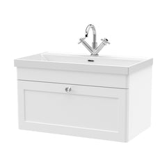 [BFCL196E] Swynnerton Traditional 1 Drawer Wall Hung Vanity Unit with Thin Edge Basin, Choice of Size and Colour - Cutout