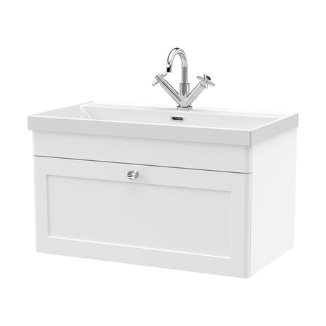 [BFCL196E] Swynnerton Traditional 1 Drawer Wall Hung Vanity Unit with Thin Edge Basin, Choice of Size and Colour - Cutout