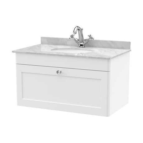 [BFCL196GR1] Swynnerton Traditional 1 Drawer Wall Hung Vanity Unit with Grey Marble Worktop and 1 Tap Hole Basin, Choice of Size and Colour - Cutout