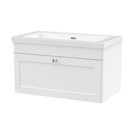 [BFCL196K] Swynnerton Traditional 1 Drawer Wall Hung Vanity Basin Unit with 0 Tap Hole Modern Fireclay Basin, Choice of Size and Colour - Cutout