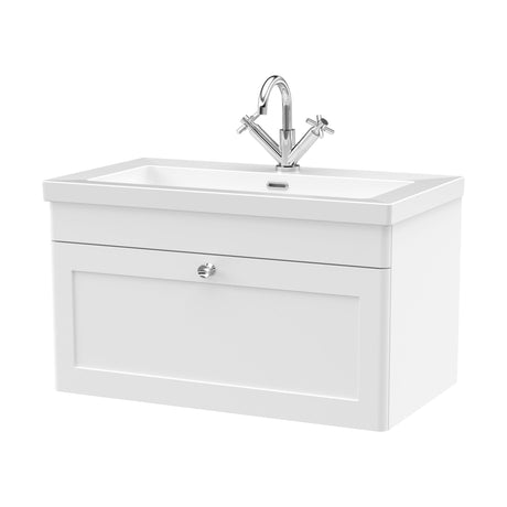 [BFCL196L] Swynnerton Traditional 1 Drawer Wall Hung Vanity Basin Unit with 1 Tap Hole Modern Fireclay Basin, Choice of Size and Colour - Cutout