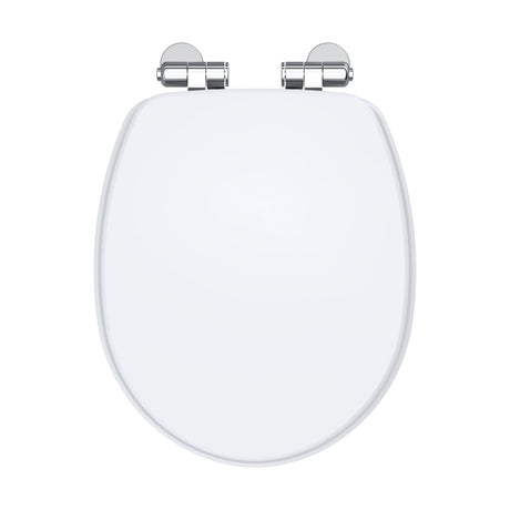 [BFCL197] Balterley Traditional Bathroom Soft Close Wooden Toilet Seat, Gloss White, 371mm - Cutout