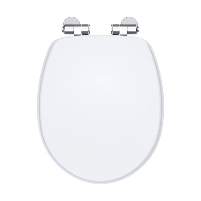[BFCL197] Balterley Traditional Bathroom Soft Close Wooden Toilet Seat, Gloss White, 371mm - Cutout